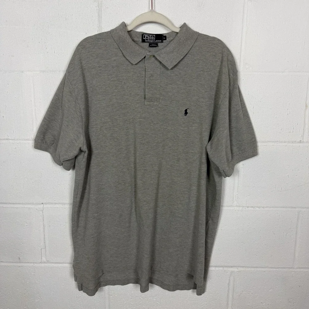 Polo Ralph Lauren Men's Polo Shirt Gray Blue Pony Logo Preppy Old Money SZ XL